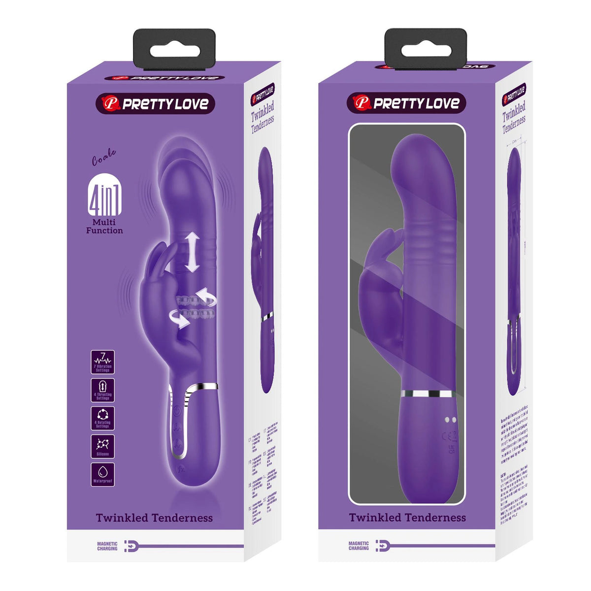 Rabbit vibrator Coale 7 functions – thrusting, rotating, purple BW-500013-2 | Pretty Love
