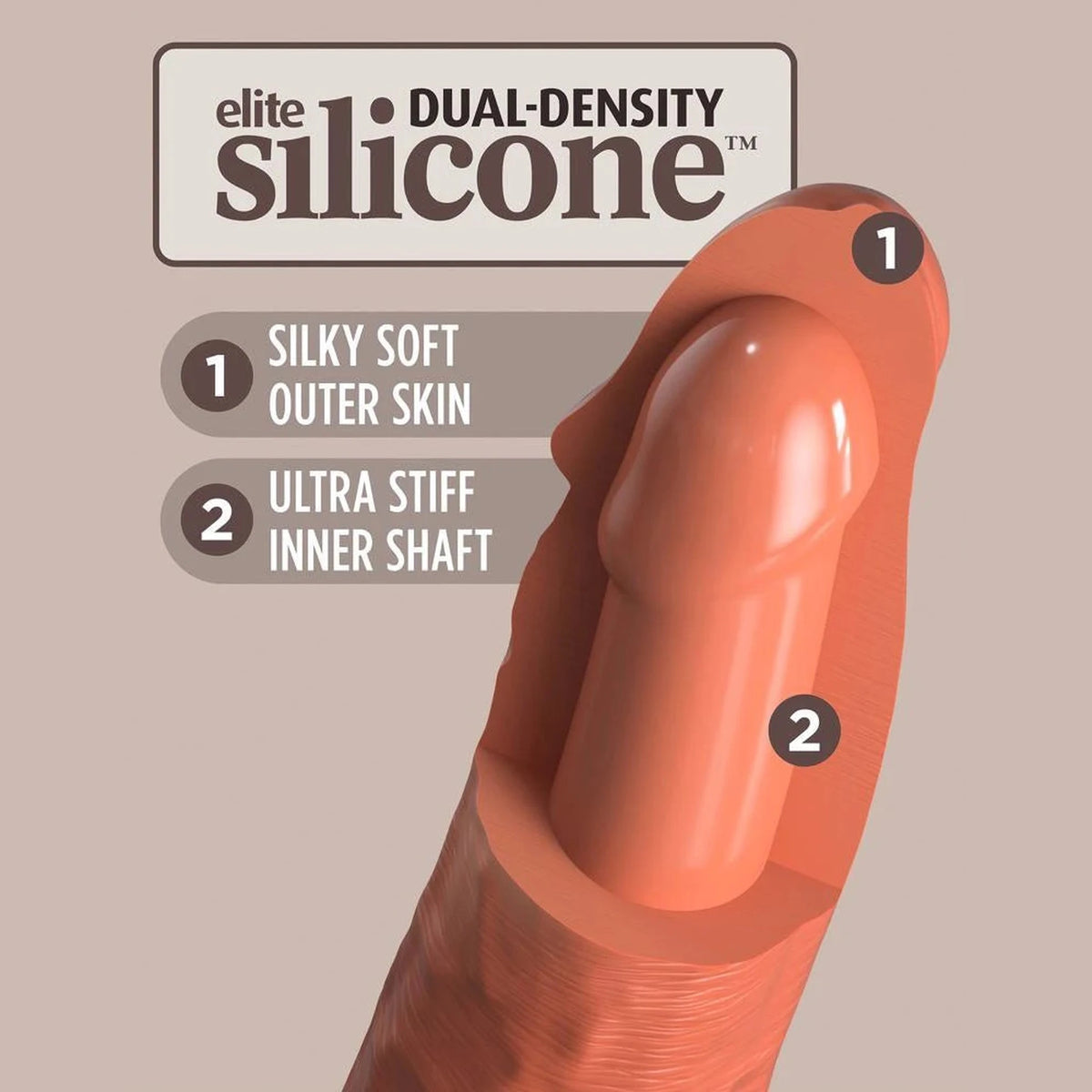 Consolador realista Density 10 funciones – recargable, con ventosa, nude 22 cm | King Cock Elite