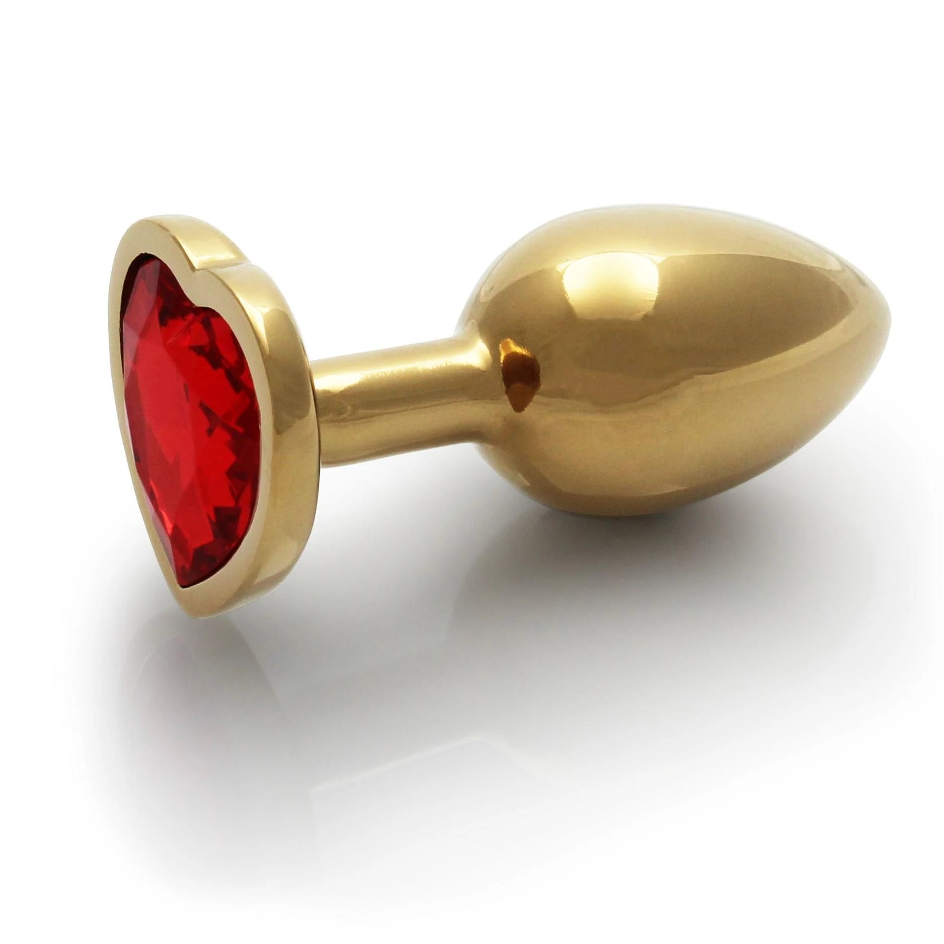 Heart Gem Butt Plug - Small - Gold/Ruby Red