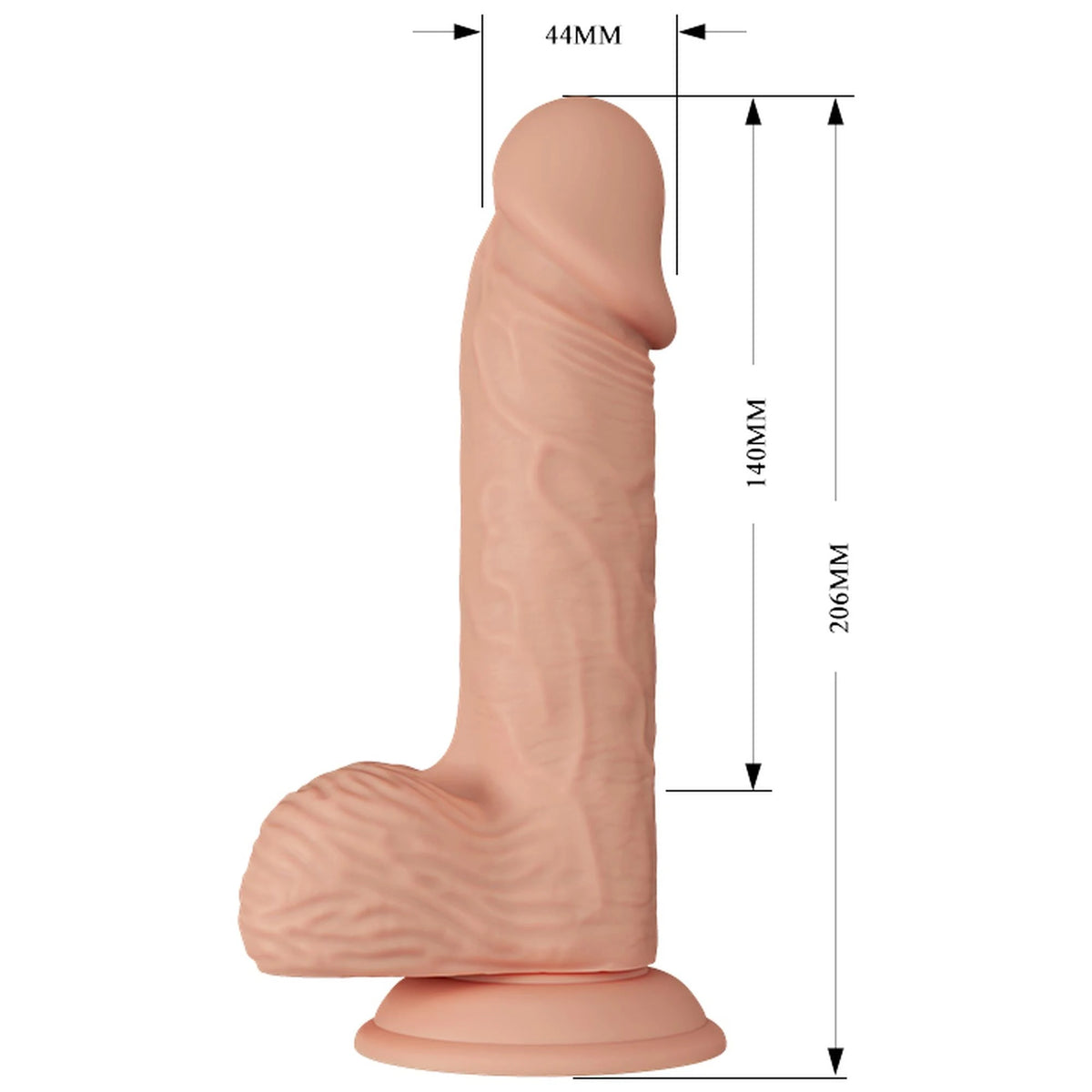 Realistic vibrator Catoblepas 8.1″″ – remote control, with suction cup, nude | Baile