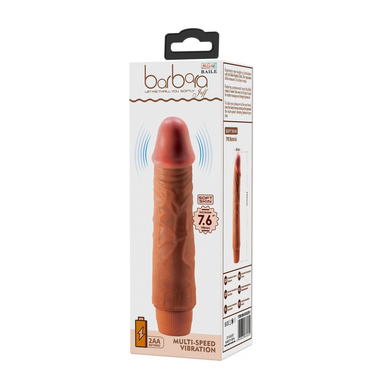 Vibratore realistico barbara Jeff 7.6 AA batteries – marrone | Baile