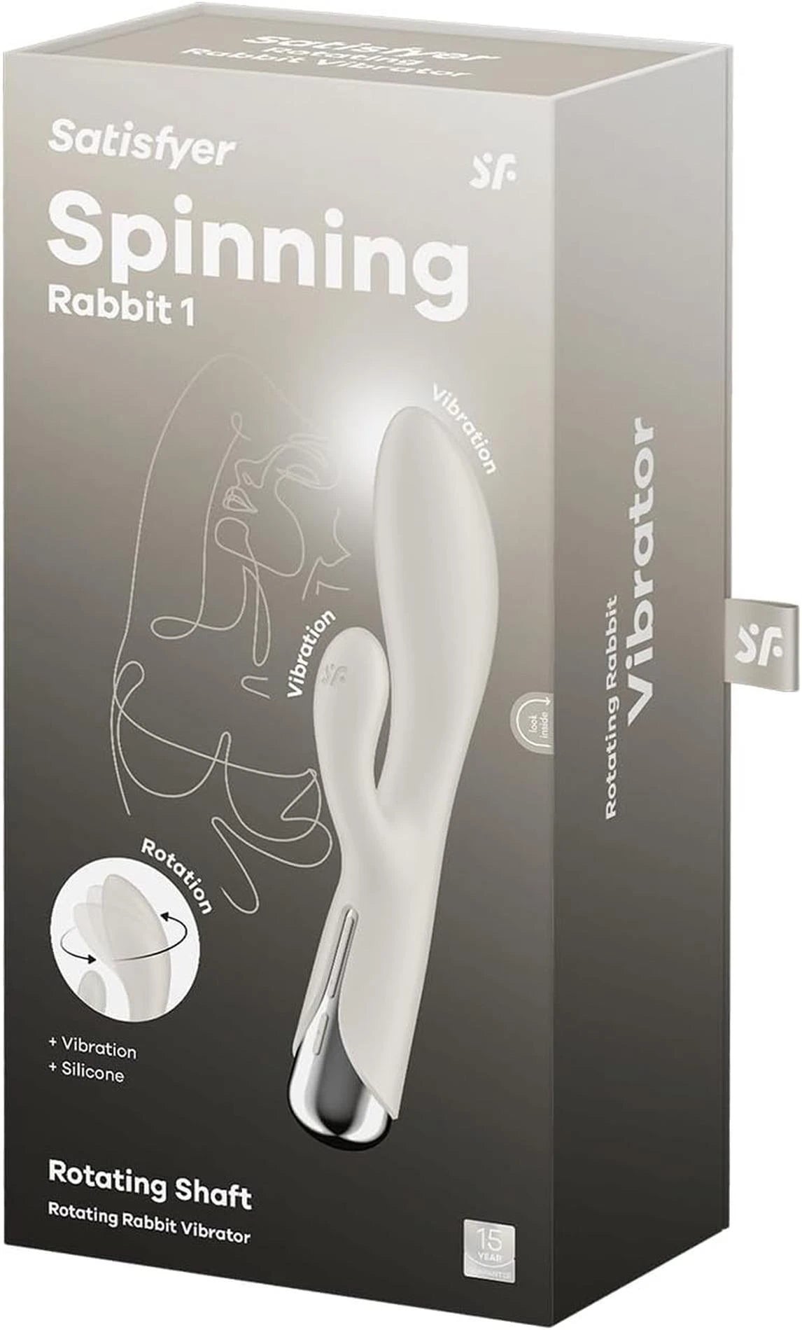 Vibrador rabbit Spinning 19.97 cm – recargable, blanco | Satisfyer
