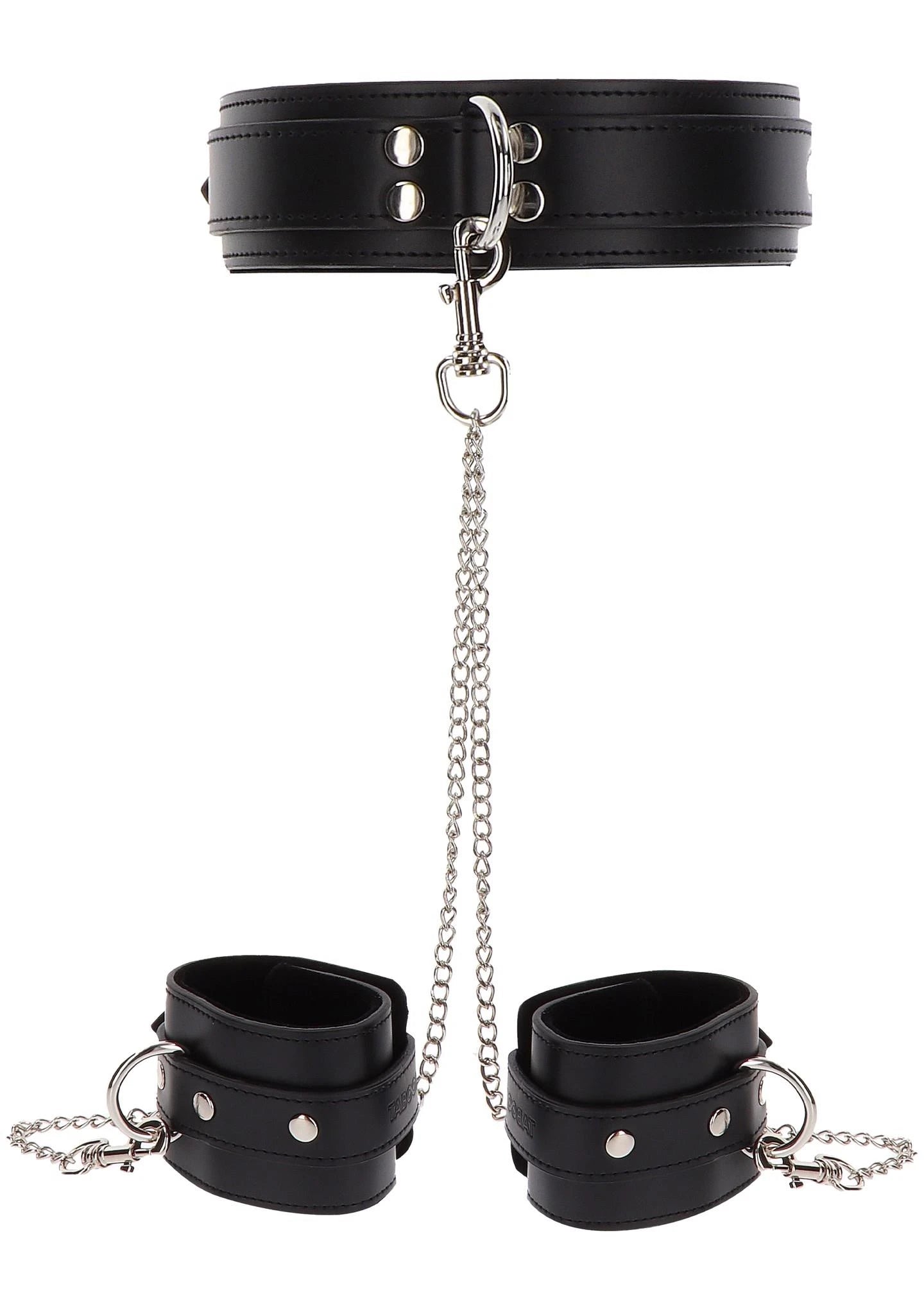 Collier et menottes lourds noirs