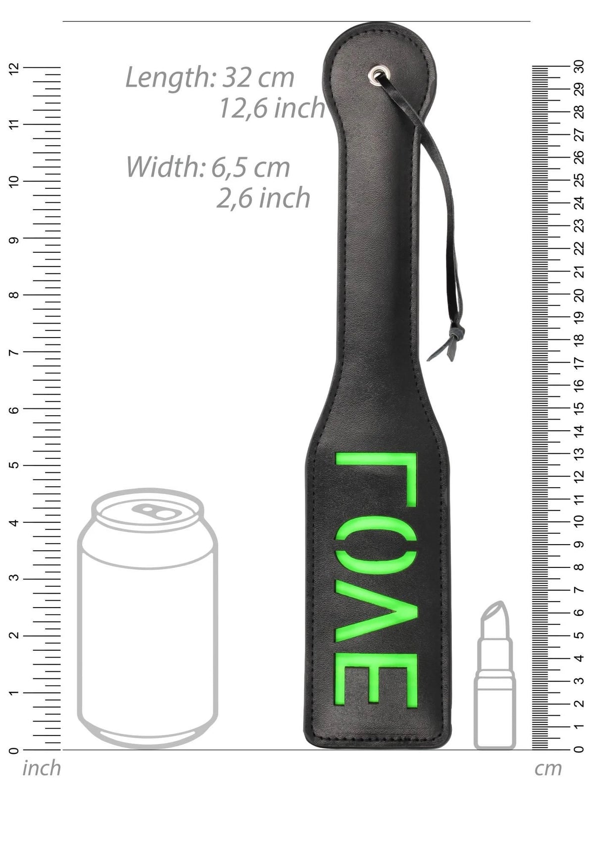 Látigo Paddle – fosforescente, verde 32.2 cm | Ouch!
