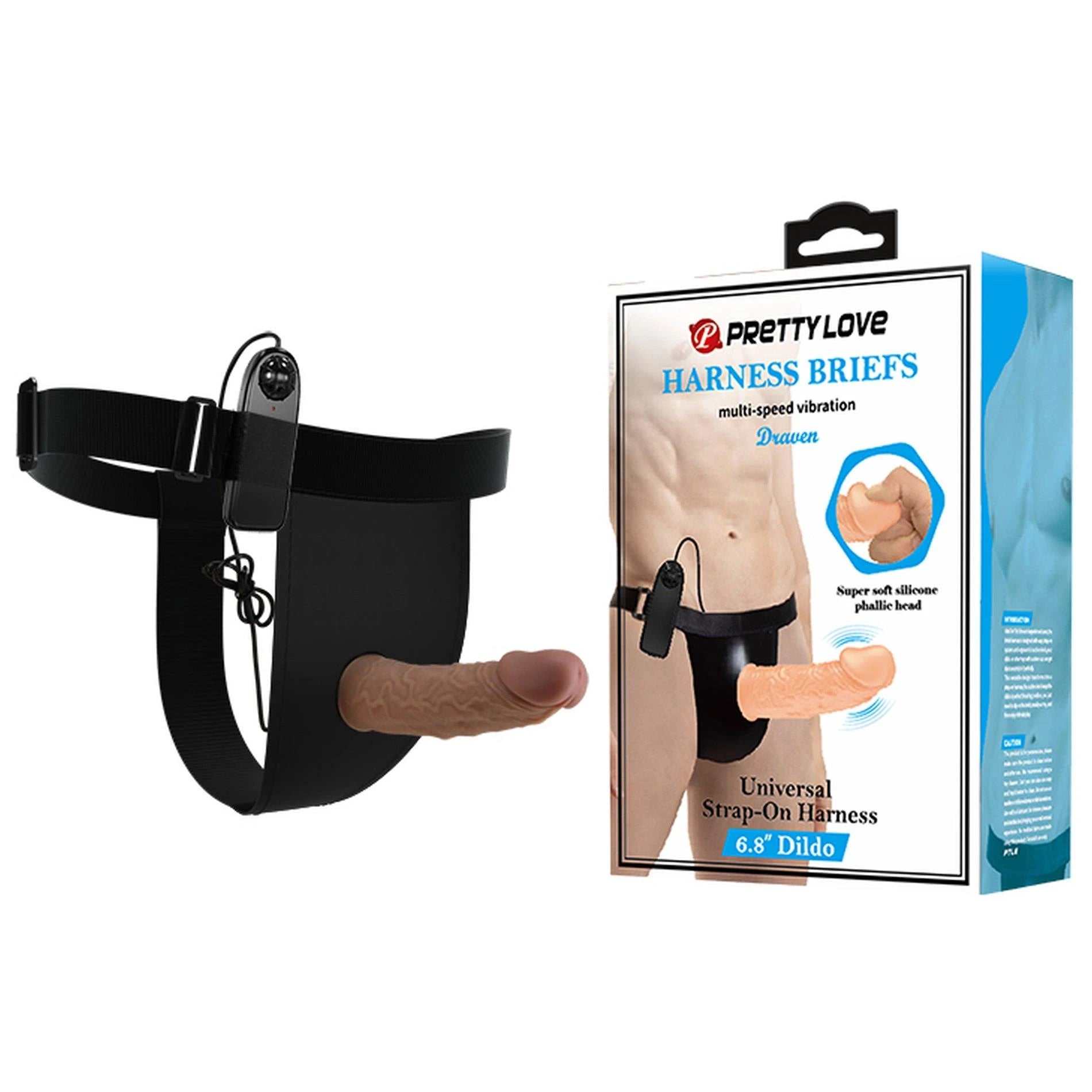 PRETTY LOVE - CULOTTE HARNAIS - Gode vibrant Draven Strap-On 6,8''