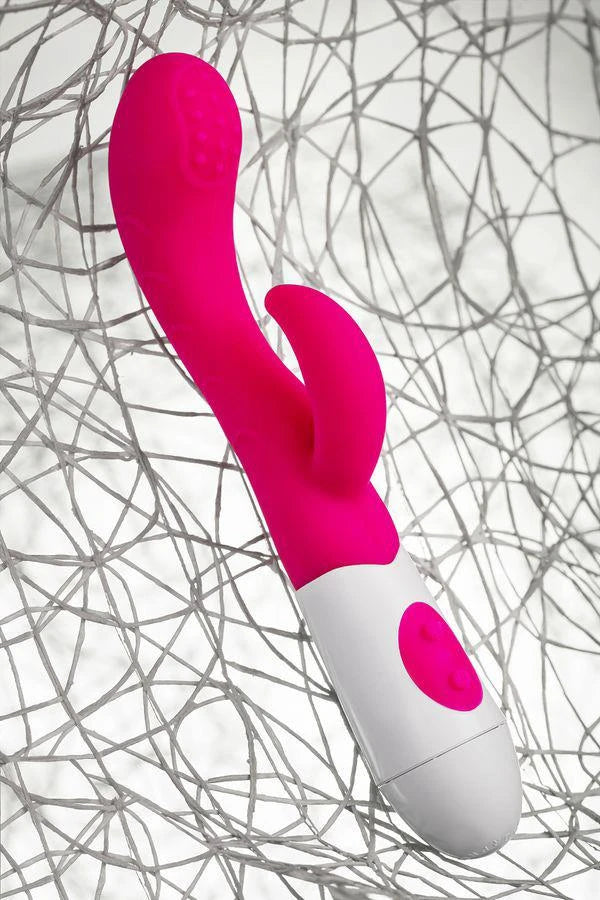 A-TOYS, Vibrateur Nessy avec Stimulateur Clitoridien, Silicone, Rose, 20 cm, 10 vitesses, 2xAAA