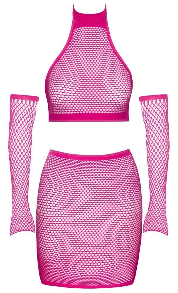 Lingerie set – mesh, halter neck, pink | Fantasy by Cottelli