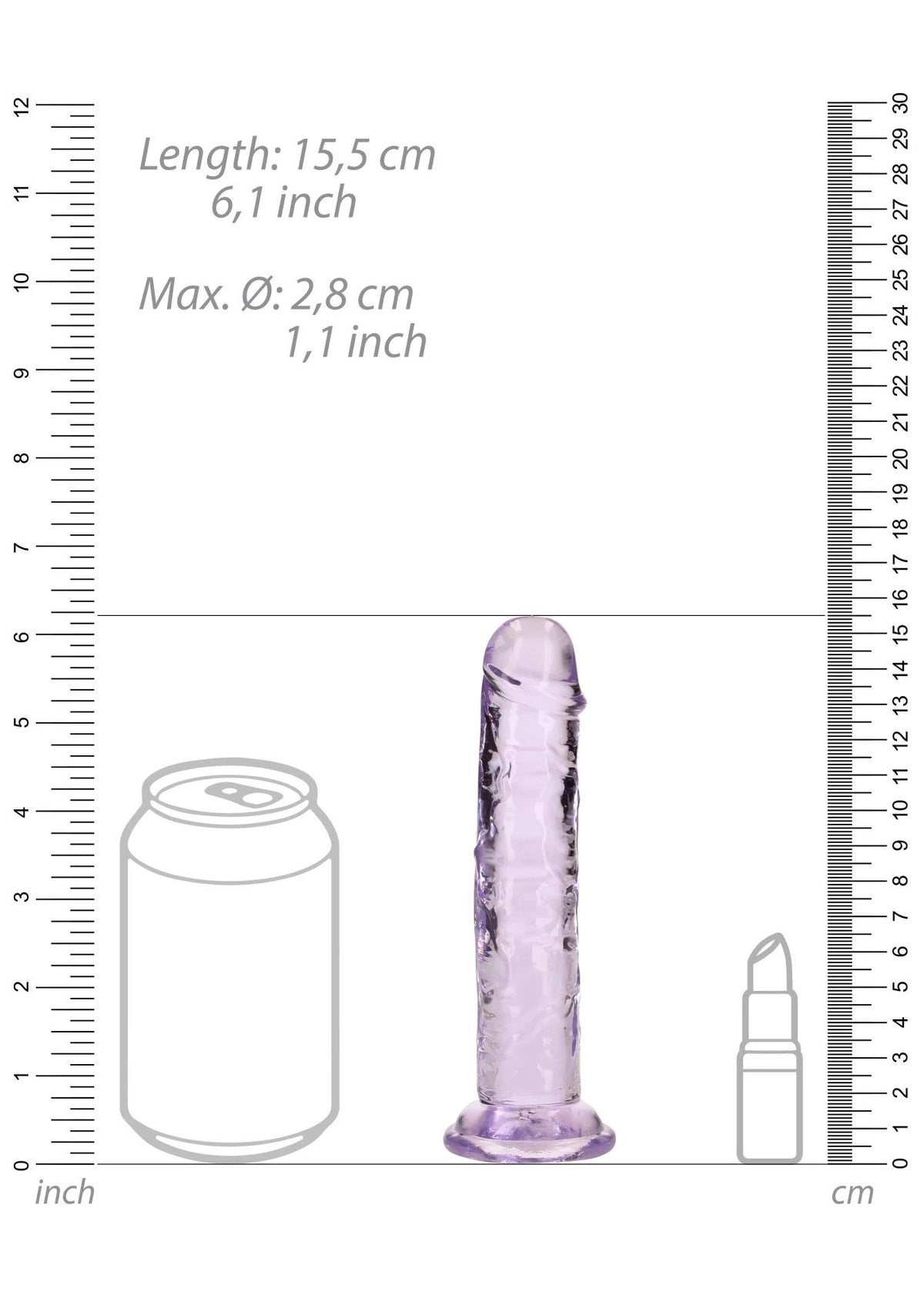 Realistic dildo Straight – with suction cup, purple 4.9 cm | RealRock