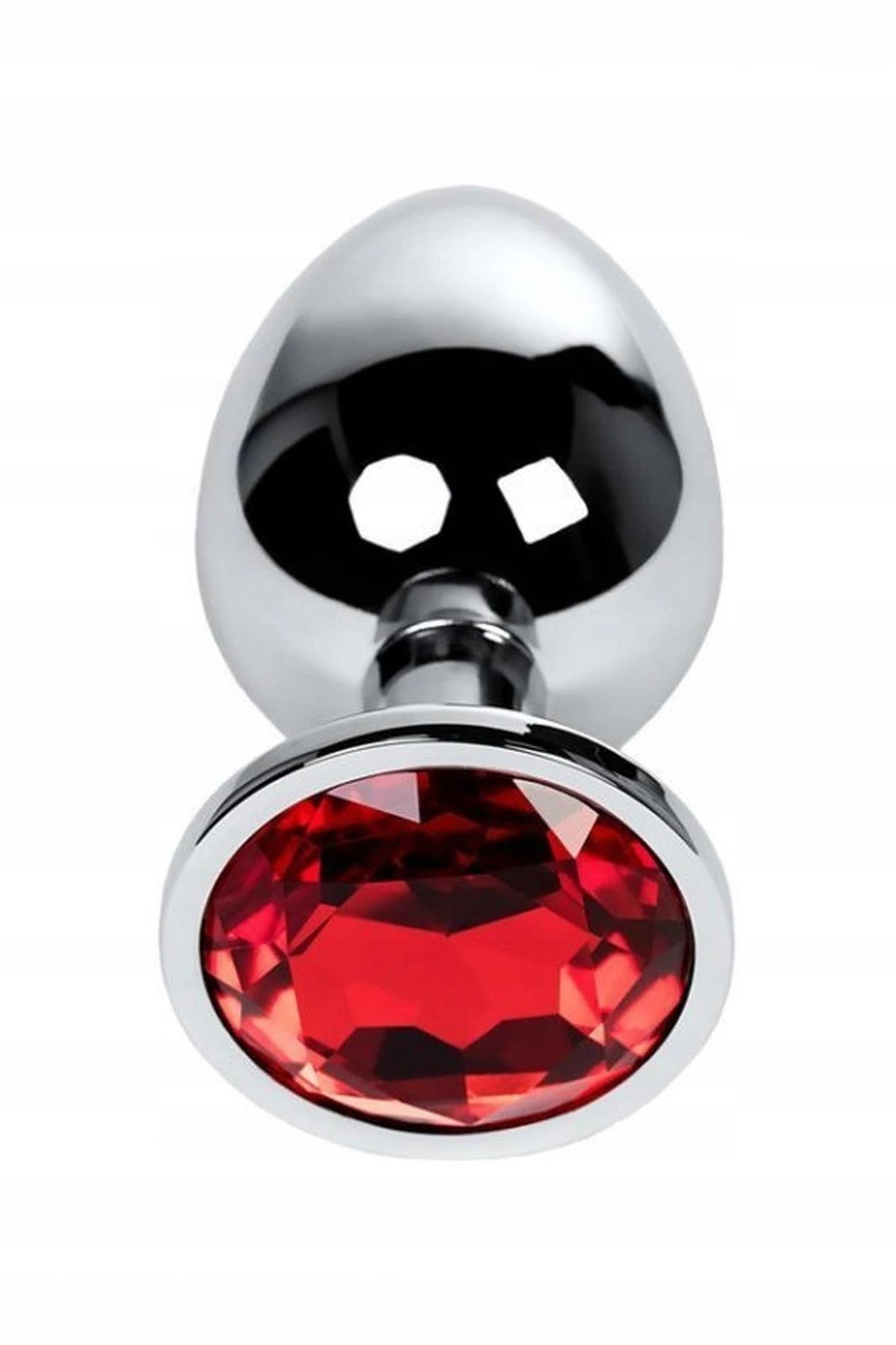 Plug anal en métal argenté TOYFA avec pierre rouge ronde,