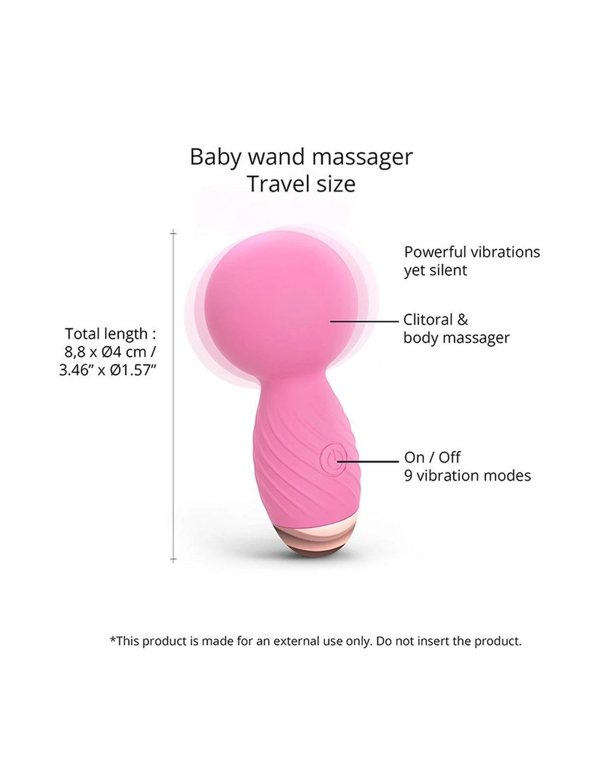 Massaggiatore wand 9 funzioni – ricaricabile, rosa | Love to Love