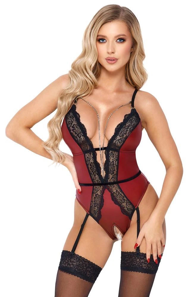 Body – en dentelle, ouvert, rouge | Abierta Fina