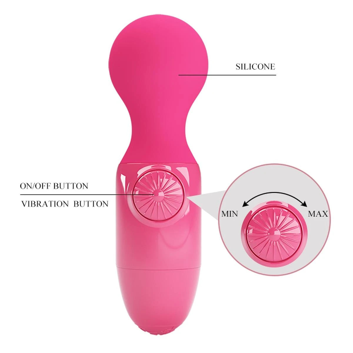 Massaggiatore wand stick – ricaricabile, fucsia | Pretty Love