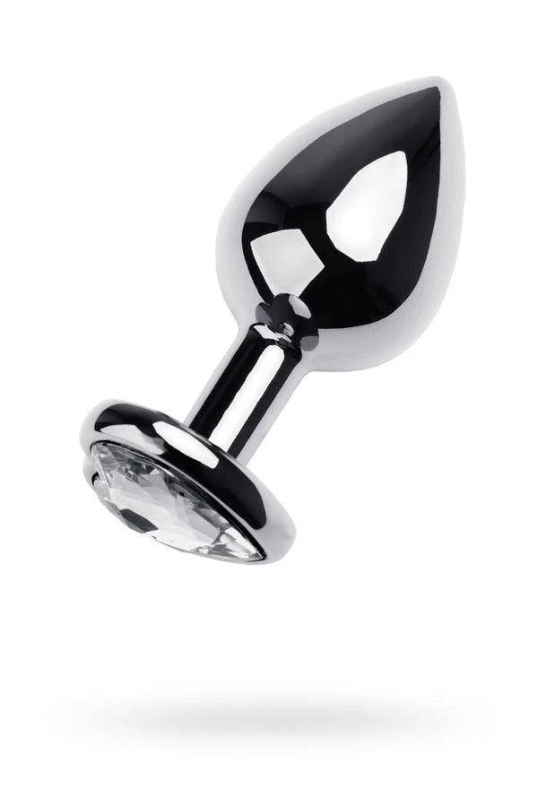 Butt plug métallique TOYFA, métal, argent, avec cristal rouge, 8 cm, Ø 3,4 cm