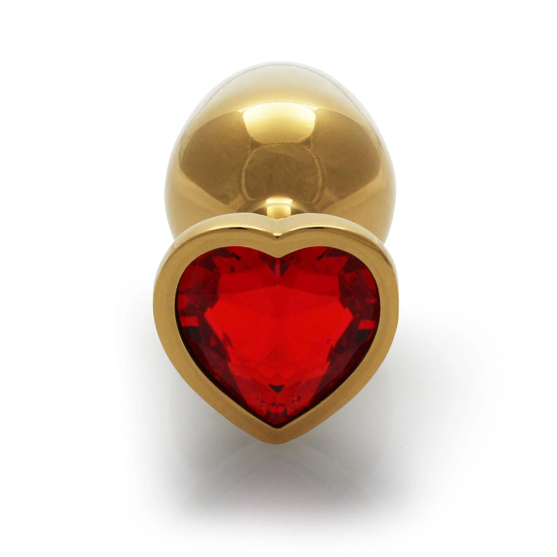 Heart Gem Butt Plug - Small - Gold/Ruby Red