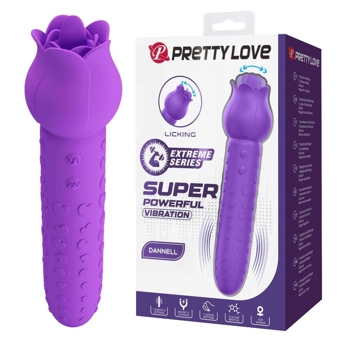 Stimolatore clitorideo Dannell Extreme 16.3 cm – ricaricabile, viola | Pretty Love