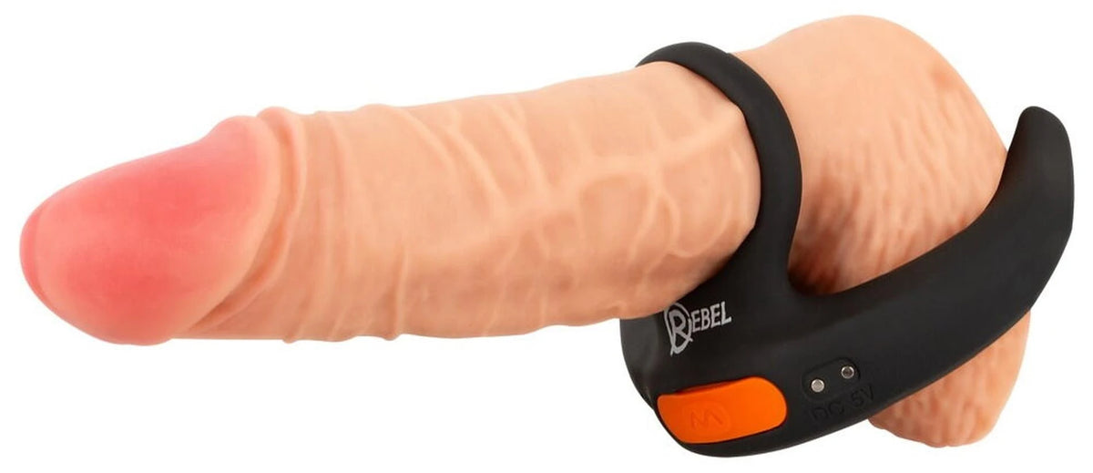Cock ring Scrotum 10 functions – rechargeable, remote control, black | Rebel