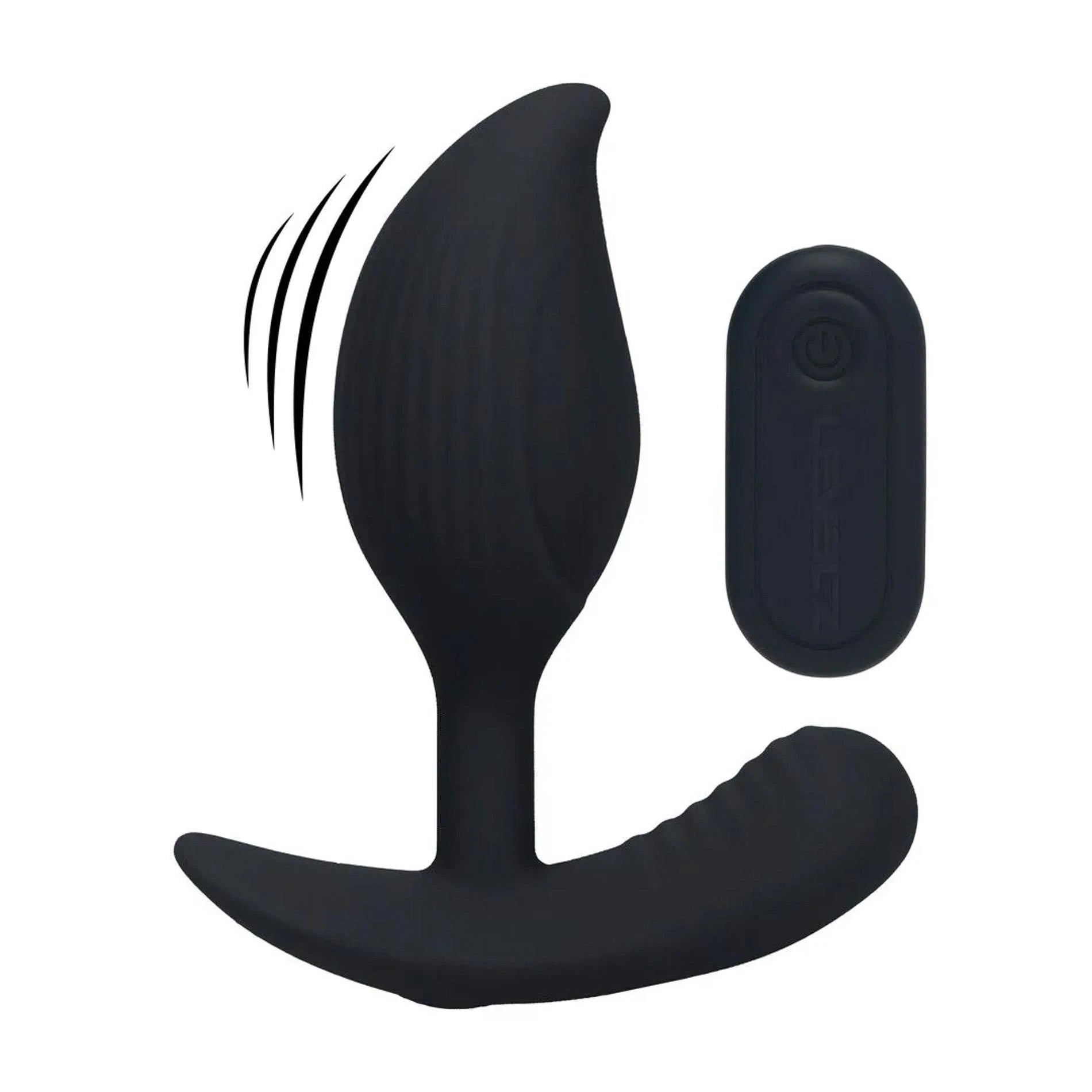 Bouchon anal en silicone liquide vibrant télécommandé - Noir