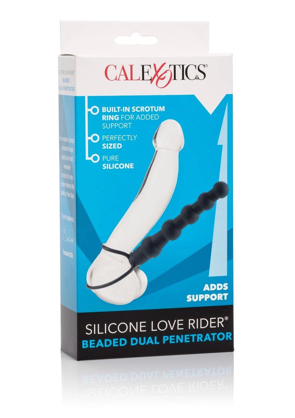 Strap-on Beaded Penetrator – doppio, nero | Calexotics