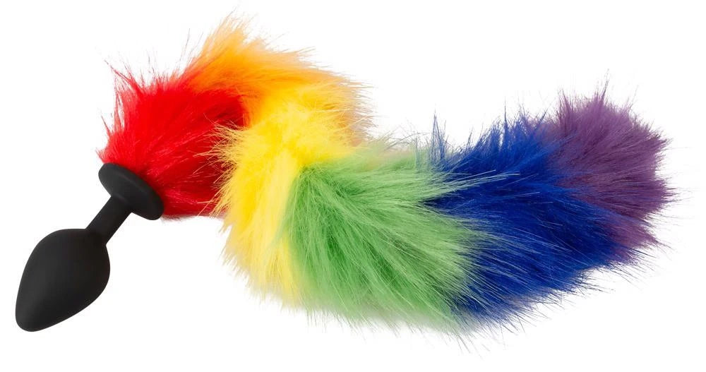 Butt plug fluffy tail 42 cm – black