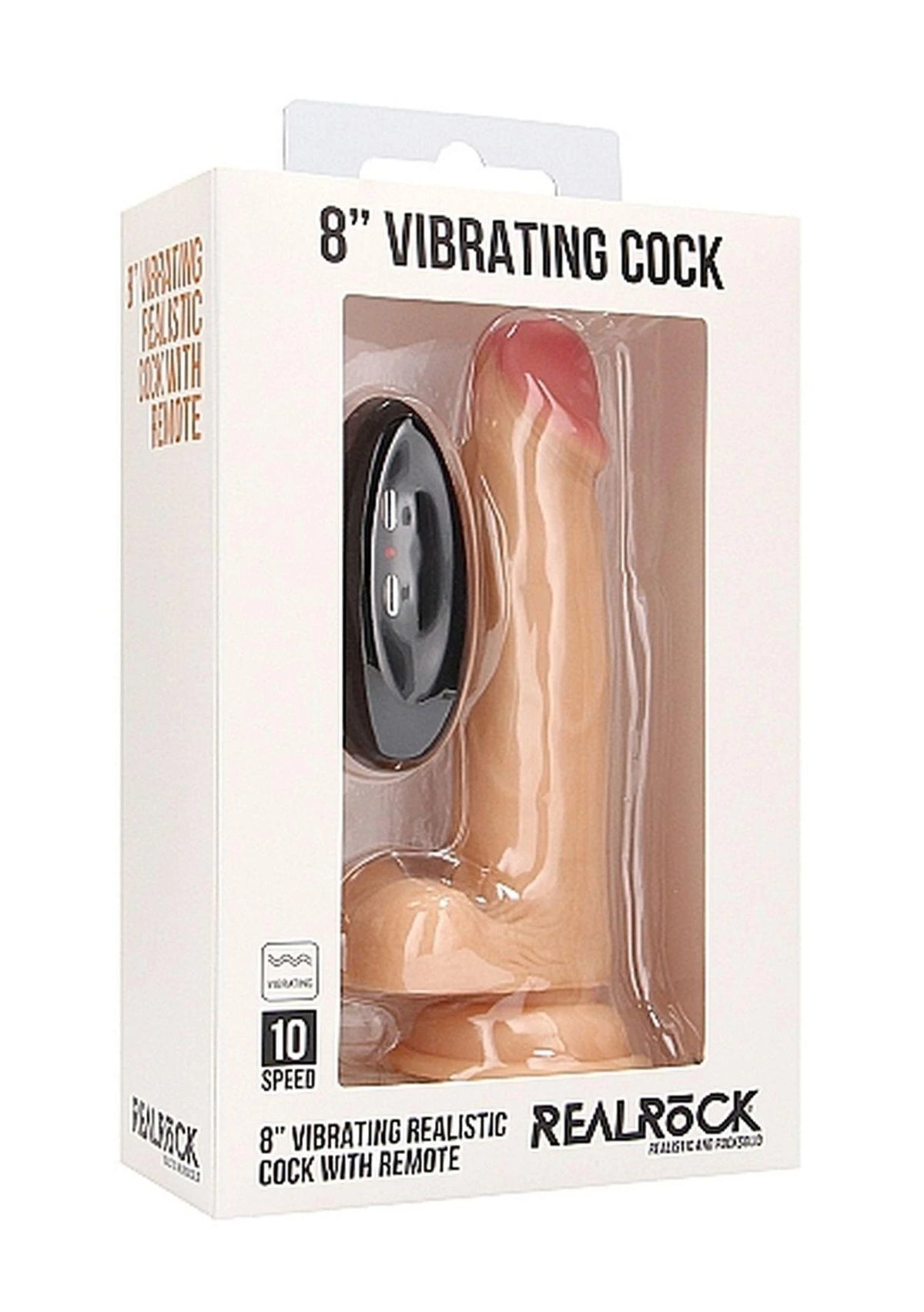 Dildó 8″ Scrotum – tapadókorongos, vibrációs, testszínű | RealRock