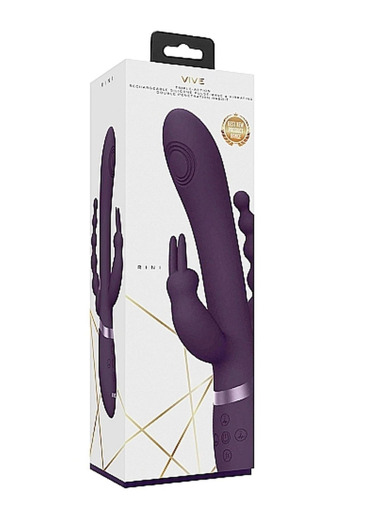 Vibromasseur rabbit Rini Pulse Wave Penetration 10 fonctions – double, violet | Vive