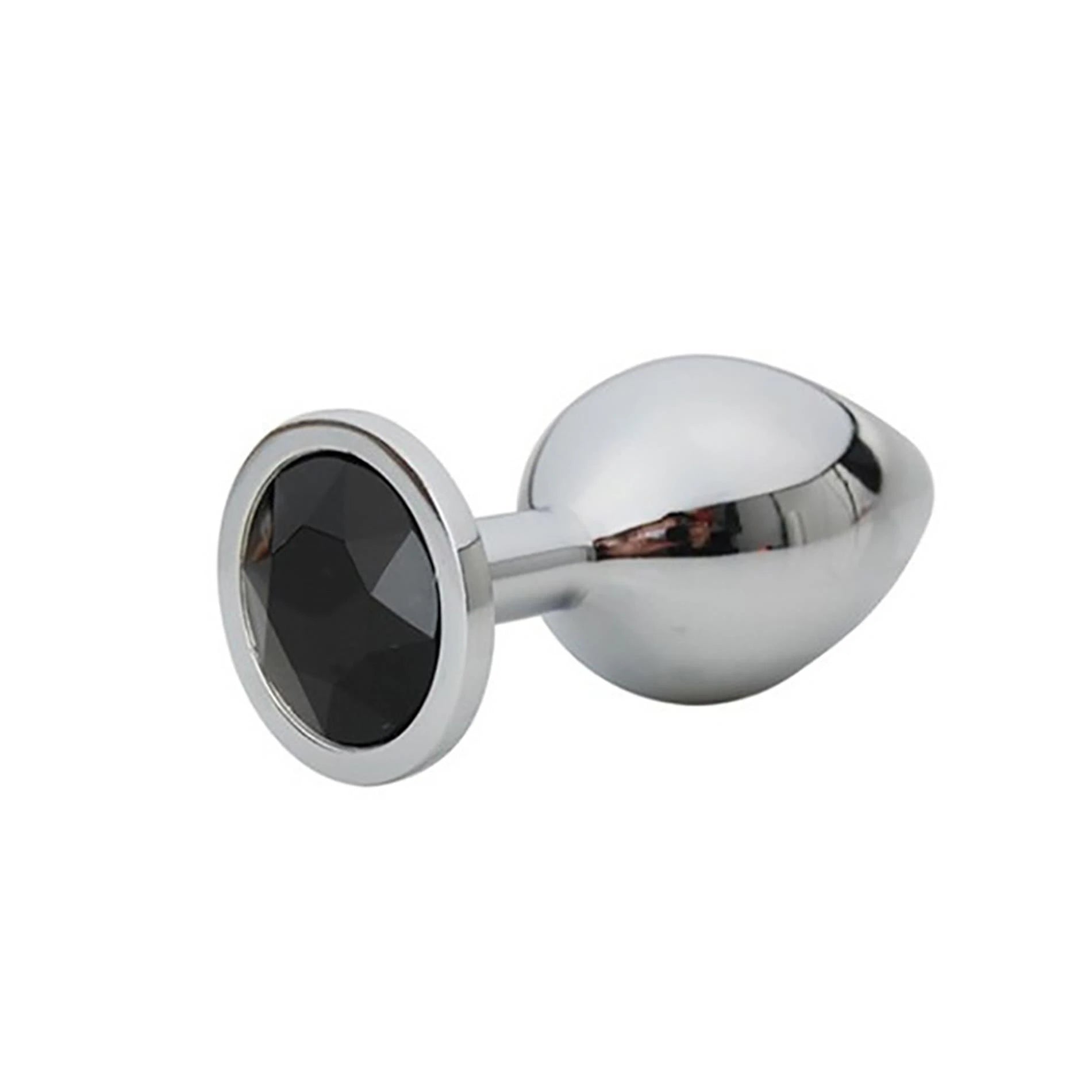 Plug anal petit format argenté avec strass noir