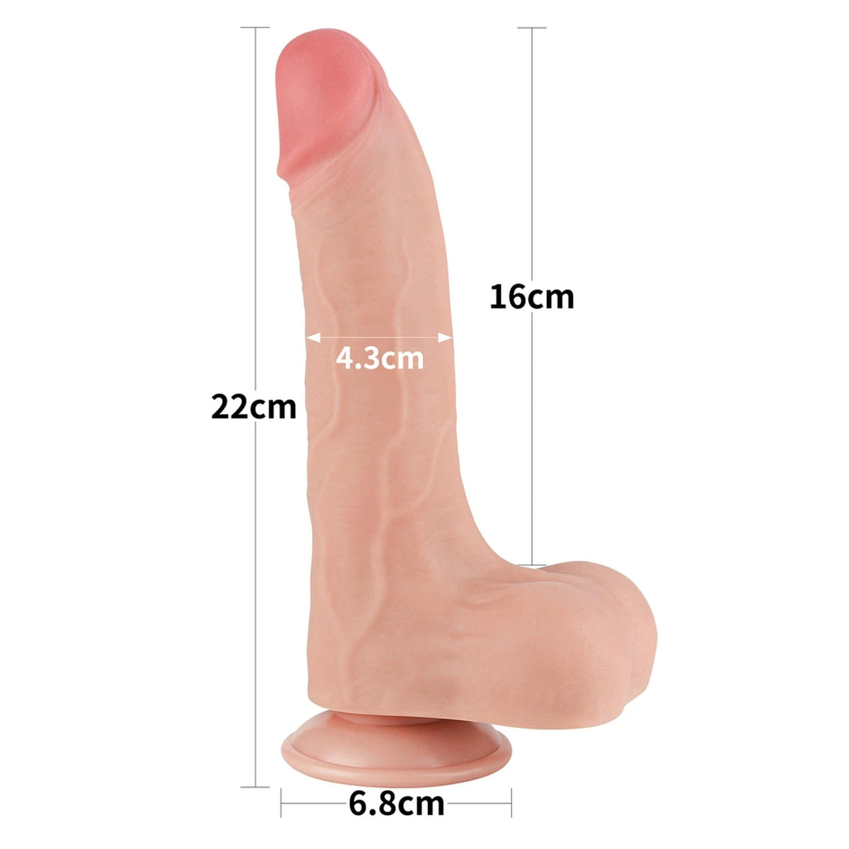 Dildo realista Layer 22 cm – com ventosa, vibratório, nude 10-LV317209 | Lovetoy