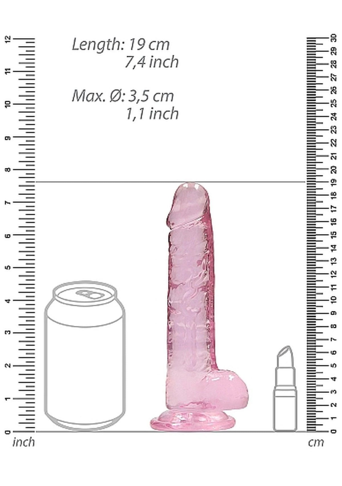 Realistic dildo 7″ 19 cm – with suction cup | RealRock