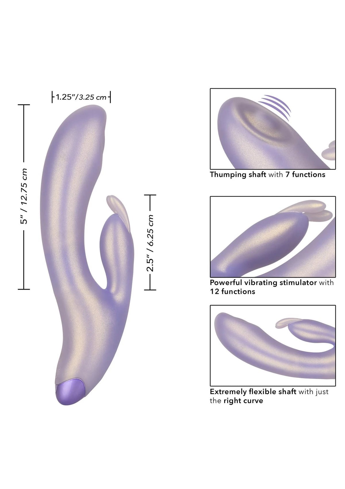 Vibrador rabbit 12 funciones – recargable, morado | Calexotics