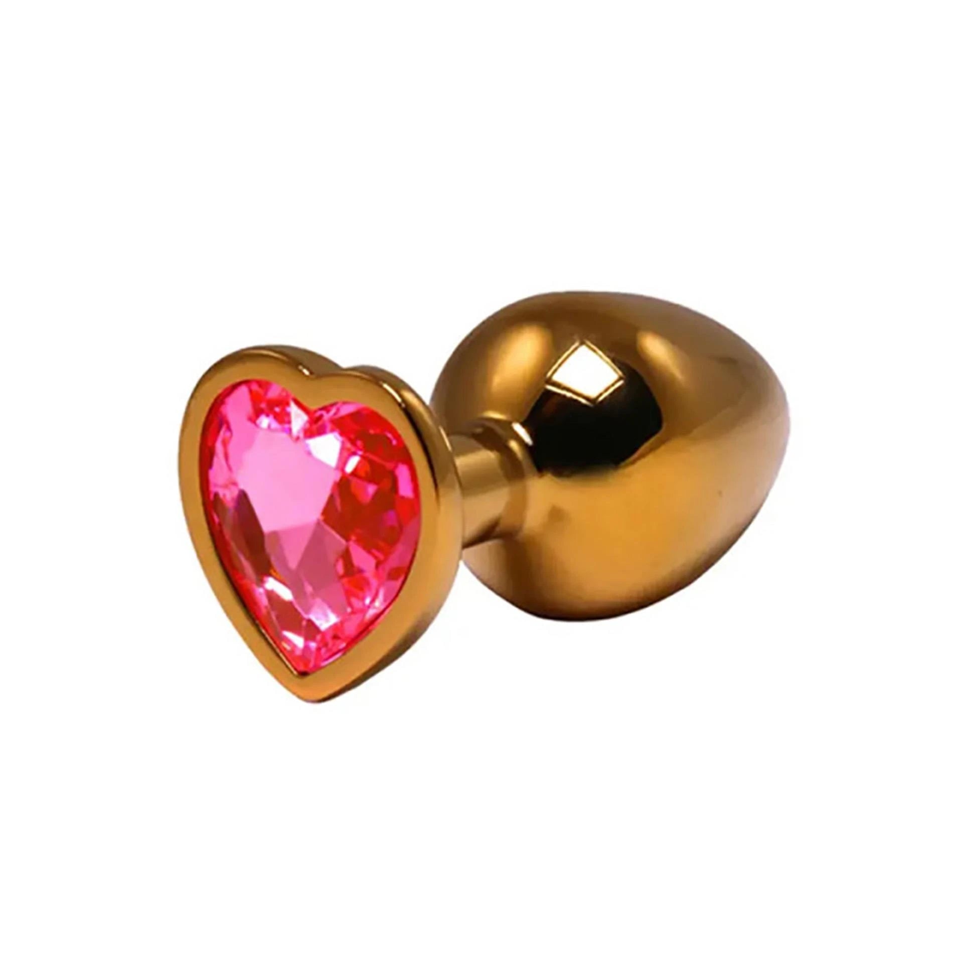 Plug anal en forme de cœur taille M couleur or avec cristal rose