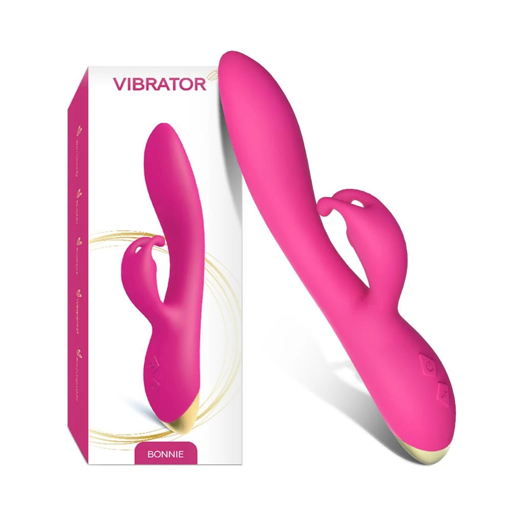 Rabbit vibrator Bonnie 9 functions – rechargeable, fuchsia | Favorites