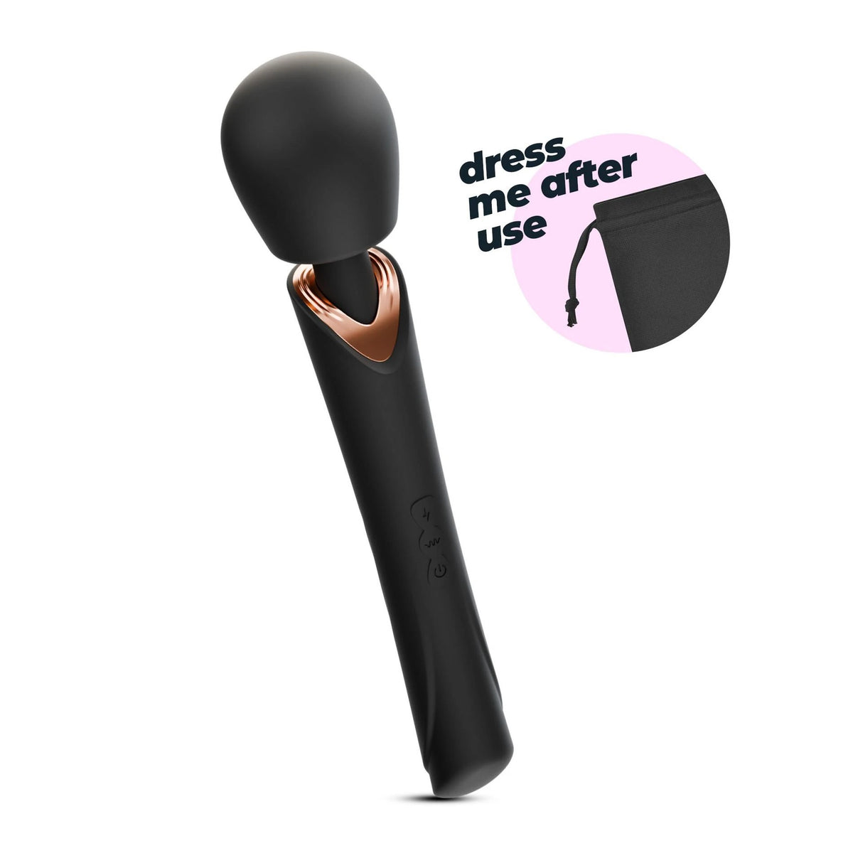 Massajador wand Holly 10 funções – recarregável, preto | Crushious