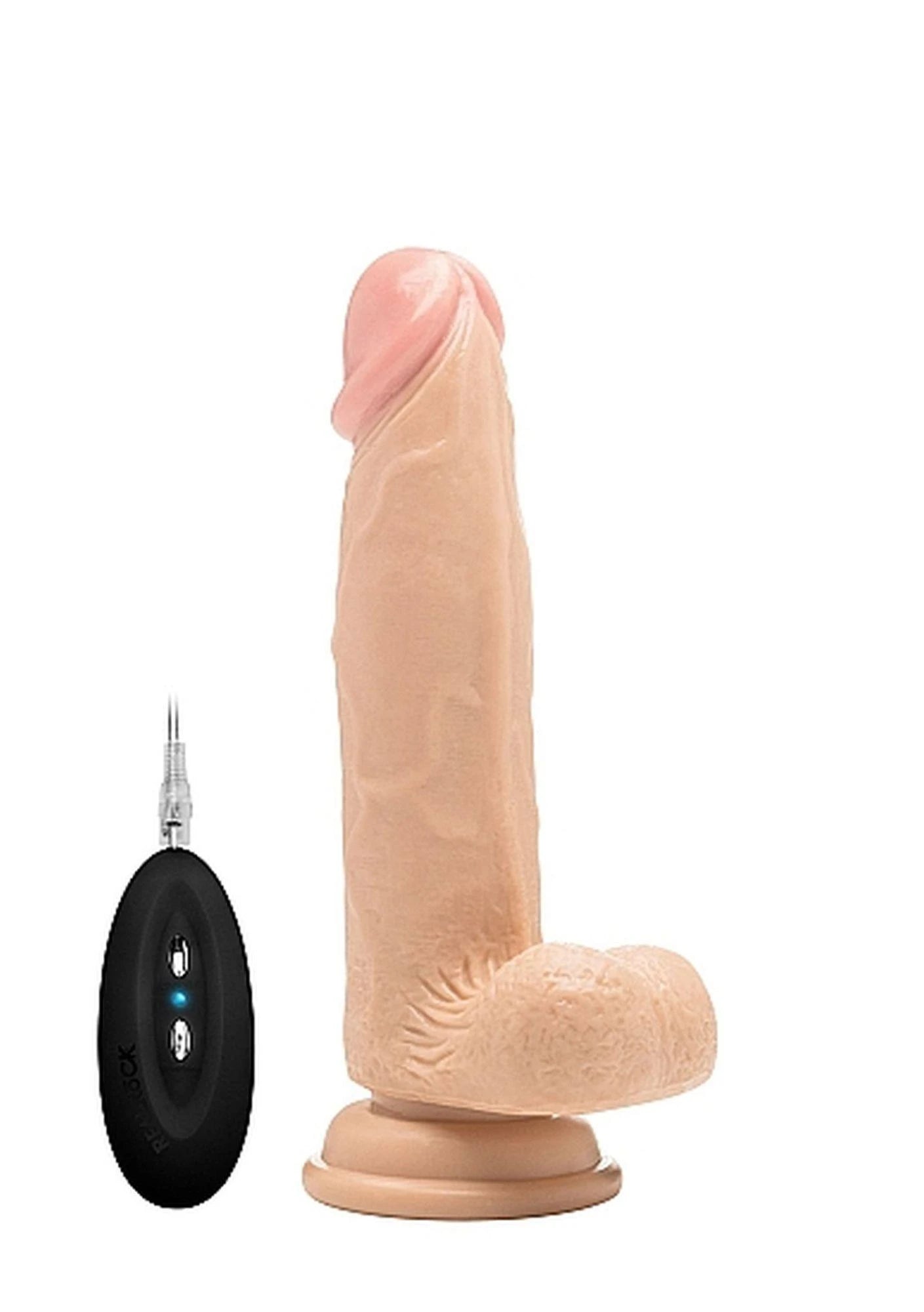 Vibrating Realistic Cock - 8″ - With Scrotum - Skin