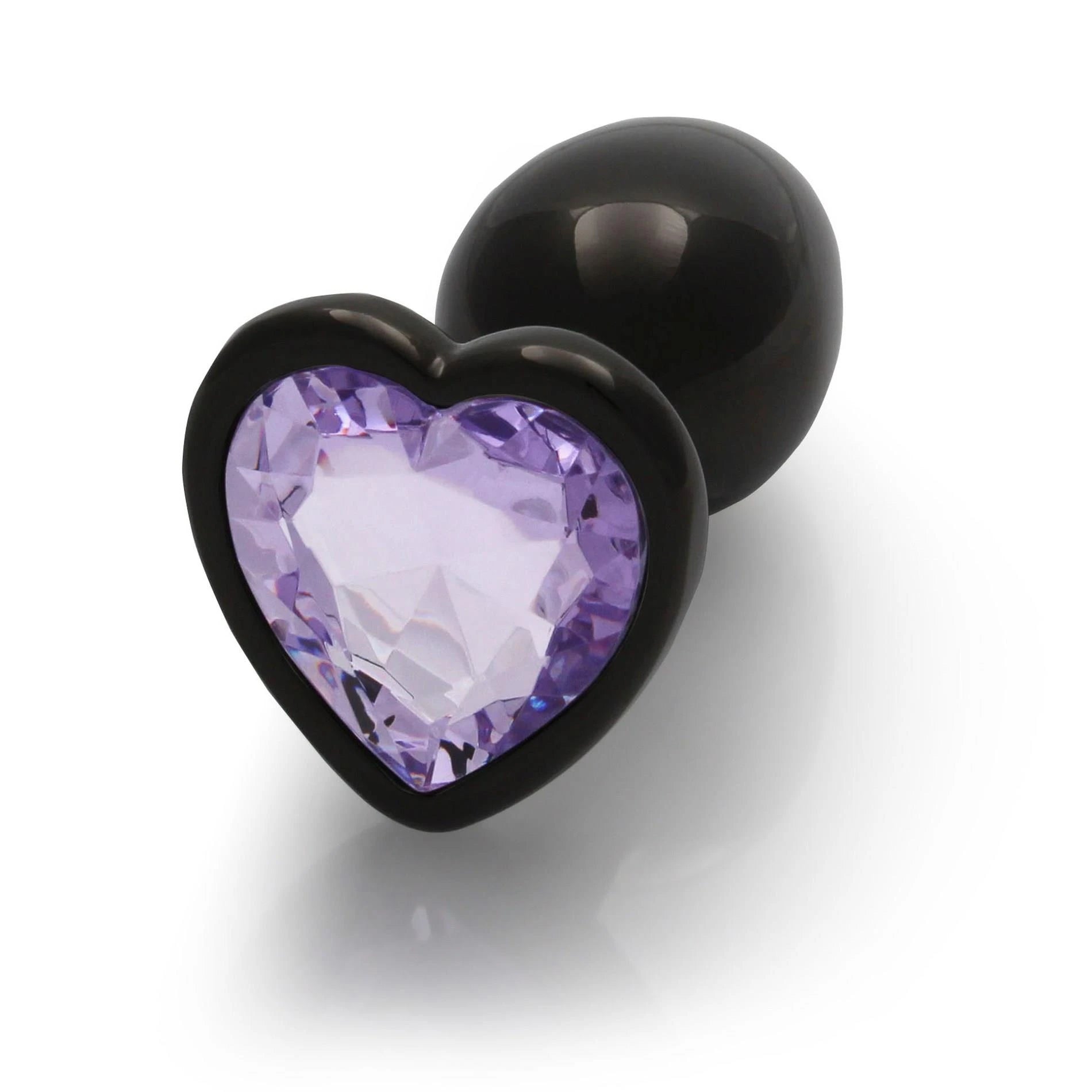 Heart Gem Butt Plug - Small - Gunmetal/Amethyst Purple