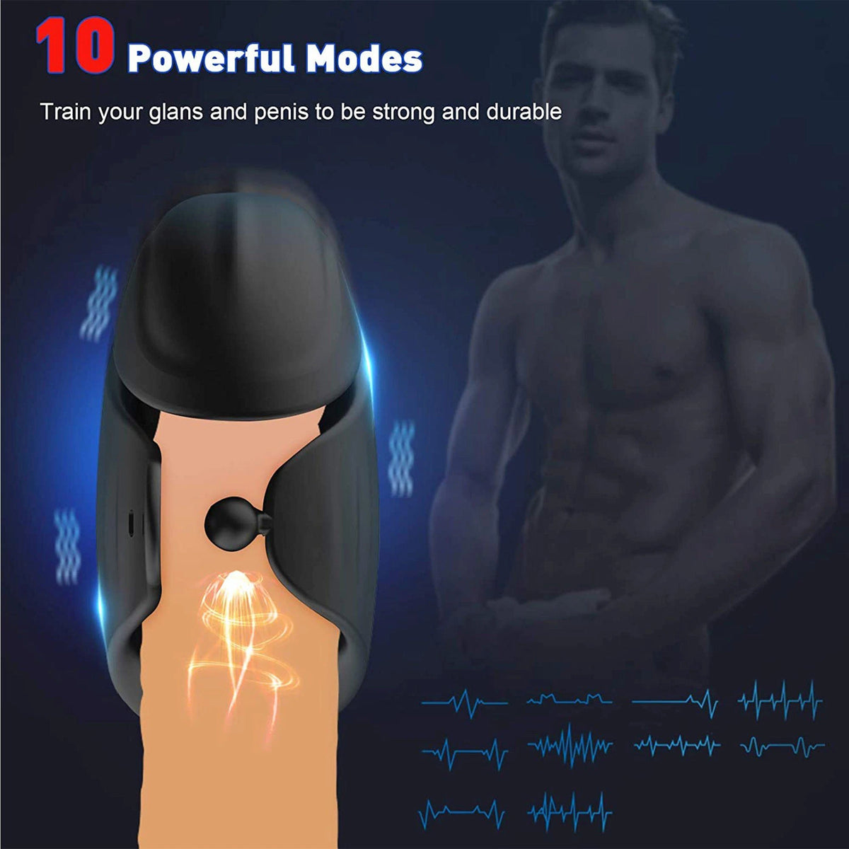 Masturbador wearable 8 funciones – recargable, vibrador, negro | Favorites