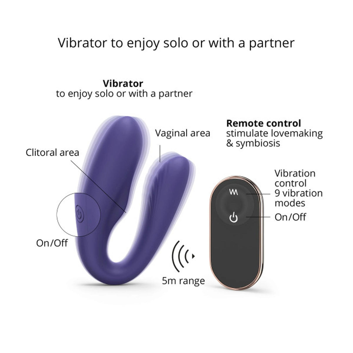 Clitoral stimulator Midnight 9 functions – remote control, rechargeable | Love to Love