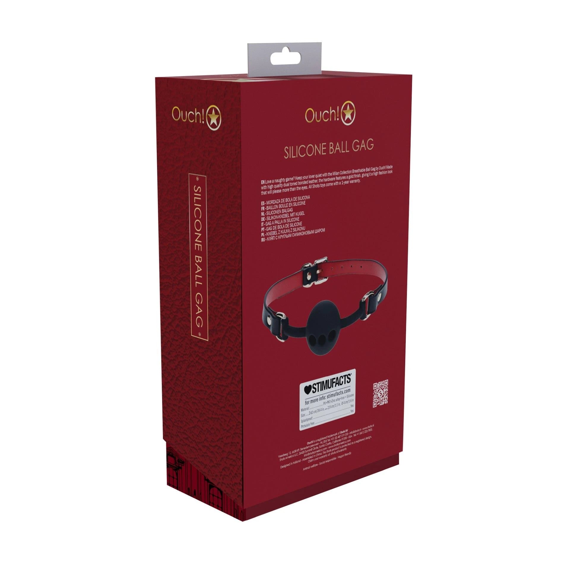 Collection Milan - Balle de bâillon en silicone - Noir/Rouge