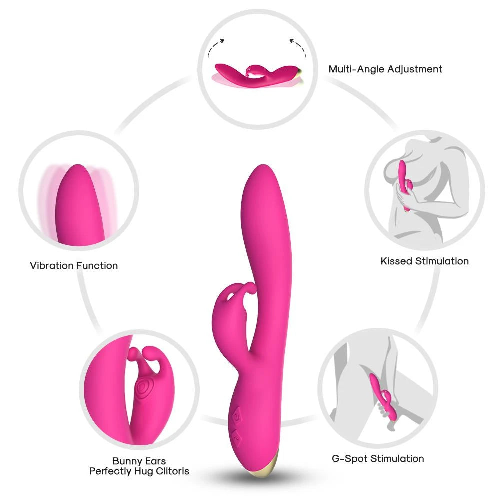 Rabbit vibrator Bonnie 9 functions – rechargeable, fuchsia | Favorites