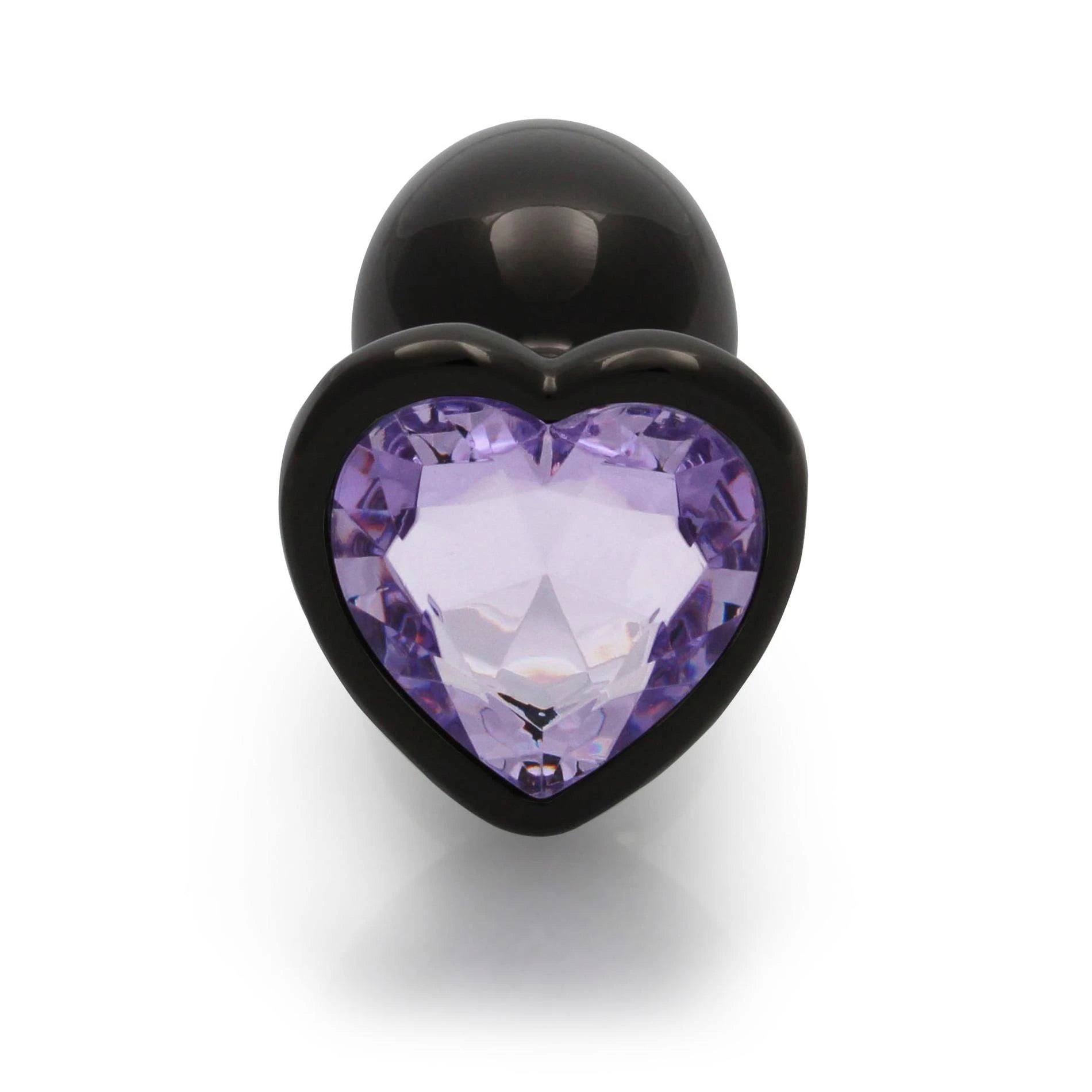 Heart Gem Butt Plug - Small - Gunmetal/Amethyst Purple