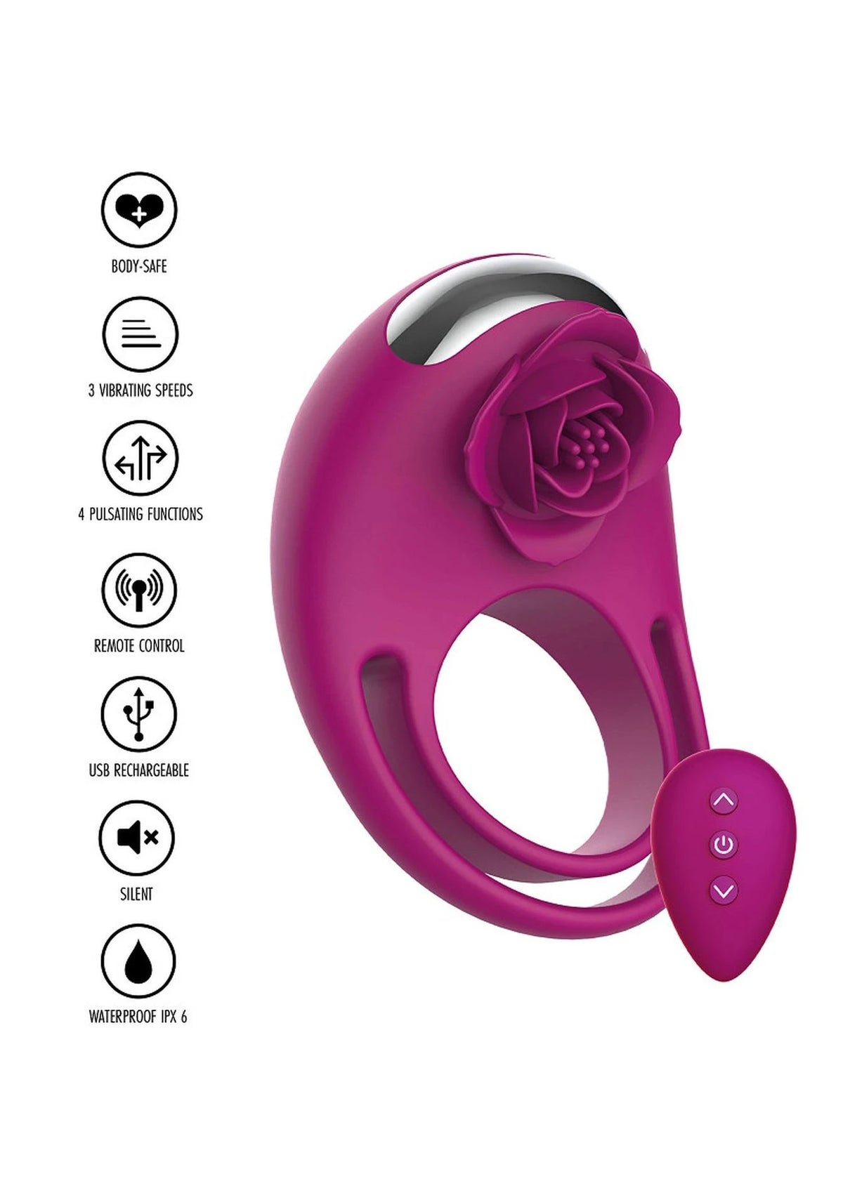 Cock ring Put CRing 3 speeds – remote control, rechargeable, fuchsia | ToyJoy