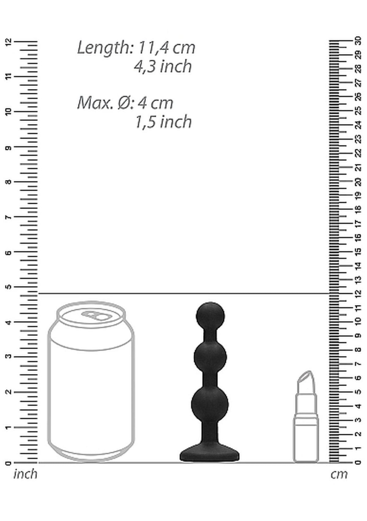 Plug anale Beaded 11.4 cm – con gioiello, nero | Ouch!