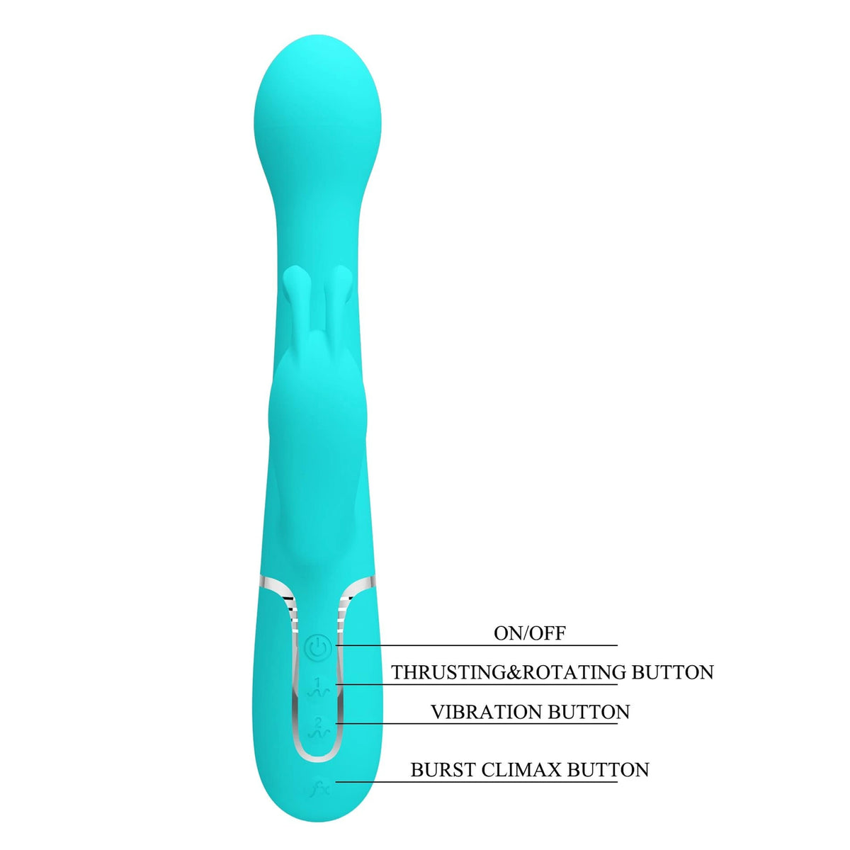 Vibrador rabbit Dejon Twinkled Tenderness 4 7 funções – com impulso, rotativo, azul claro | Pretty Love