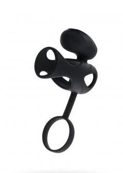 Black & Red, Vibrating penis ring, clitoral stimulation, silicone, black 14.5 cm