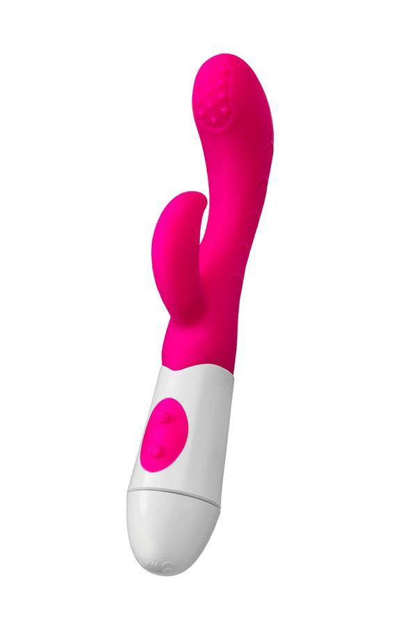 A-TOYS, Vibrateur Nessy avec Stimulateur Clitoridien, Silicone, Rose, 20 cm, 10 vitesses, 2xAAA
