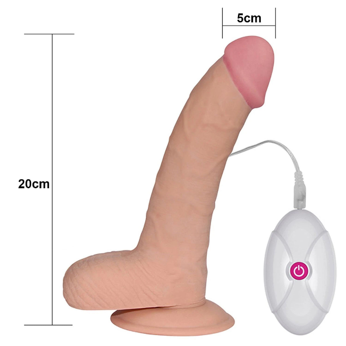 Realisztikus vibrátor 8.8″ Dude 10 sebesség – tapadókorongos, testszínű 20 cm | Lovetoy