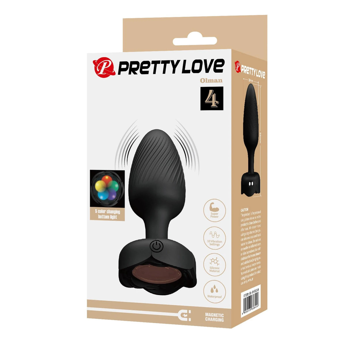 Butt plug Olman 10 Wibracji – vibrating, black | Pretty Love