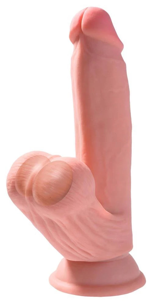 Realistic dildo Triple Density Swinging 21.5 cm – with suction cup, cyberskin, nude | King Cock Plus