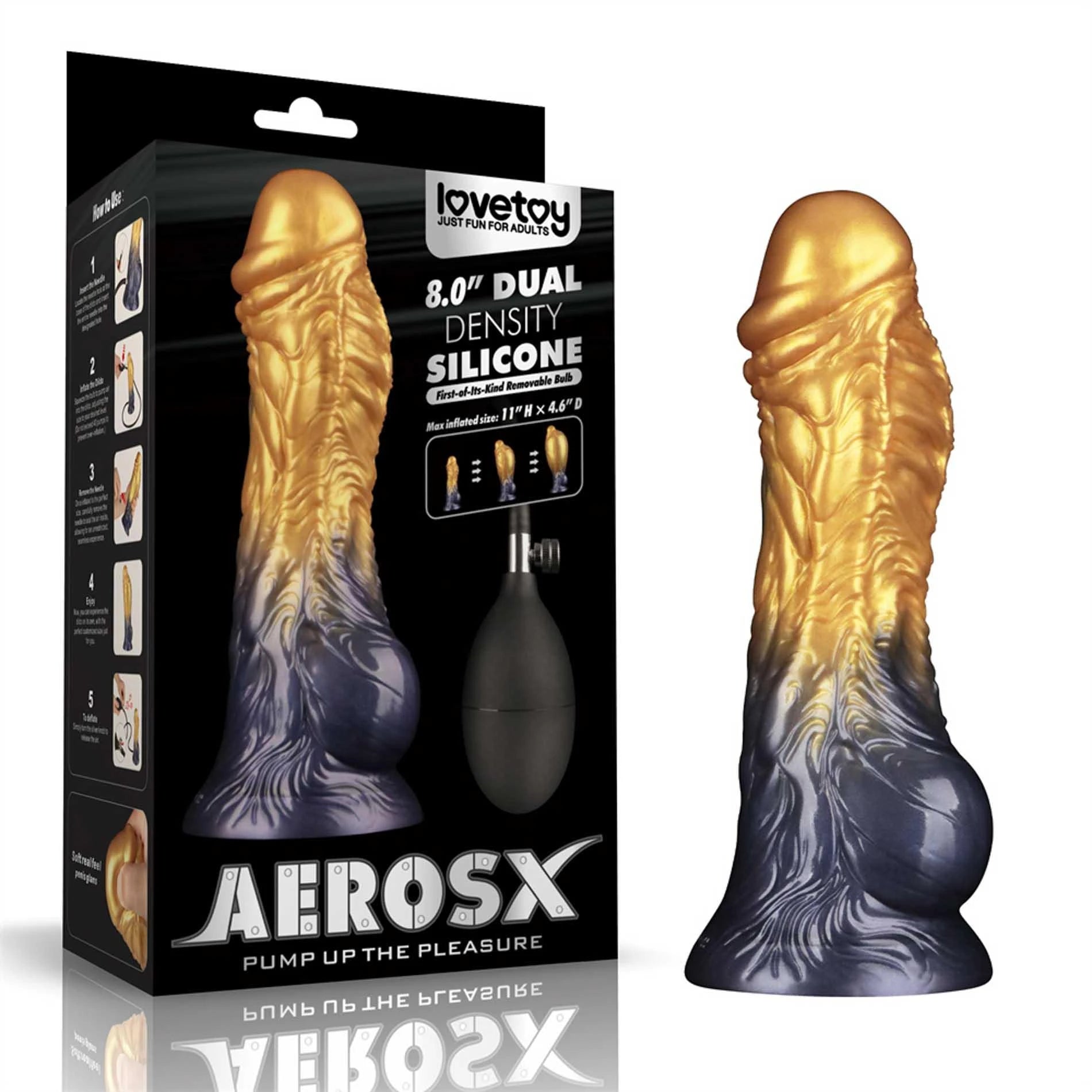 Gode gonflable en silicone double densité 8''