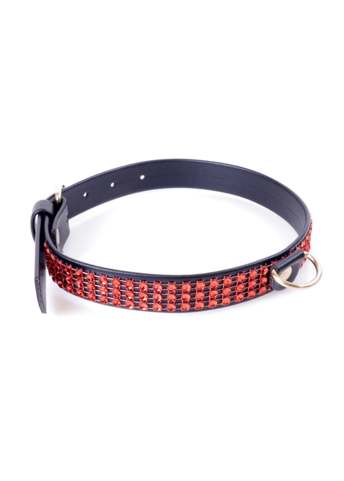 Costrizione bondage Collar with crystals – rossa 42 cm | Favorites