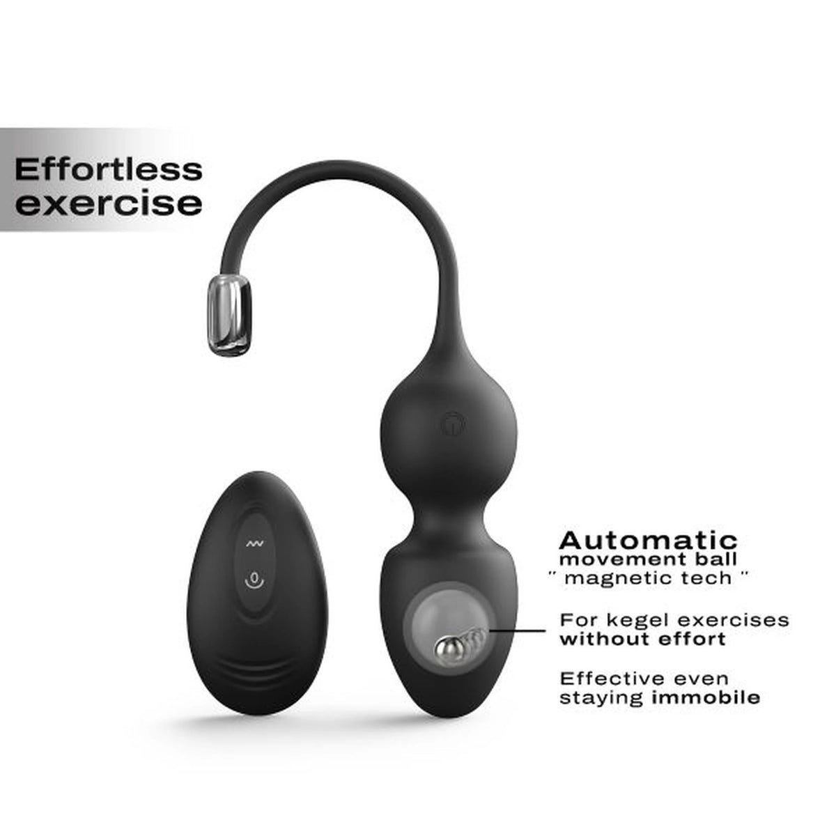 Bolas de Kegel – com controlo remoto, recarregável, preta | Dorcel